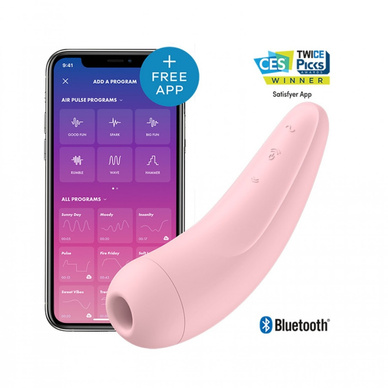 Stimulátor klitorisu Curvy 2+ růžový s aplikací Satisfyer