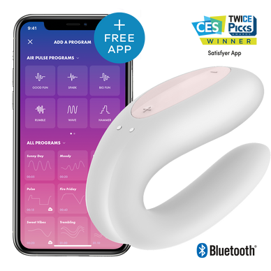 Wibrator dla par z aplikacją Satisfyer Double Joy White
