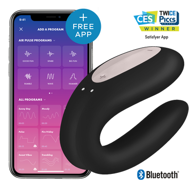 Wibrator Dla Par Double Joy Black With App Satisfyer
